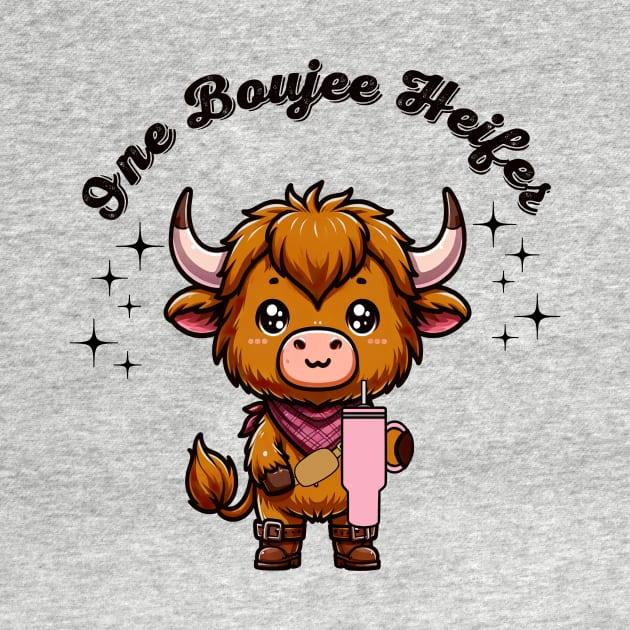 Boujee Heifer Highland Cow Valentines Day Farmyard Animal by SilverLake